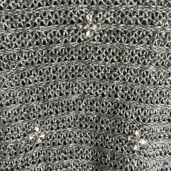 Hollister knit sweater gray with silver metallic thread and crystal gems details - Picture 4 of 9